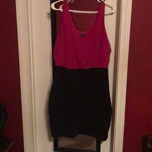 Fuchsia black mini dress